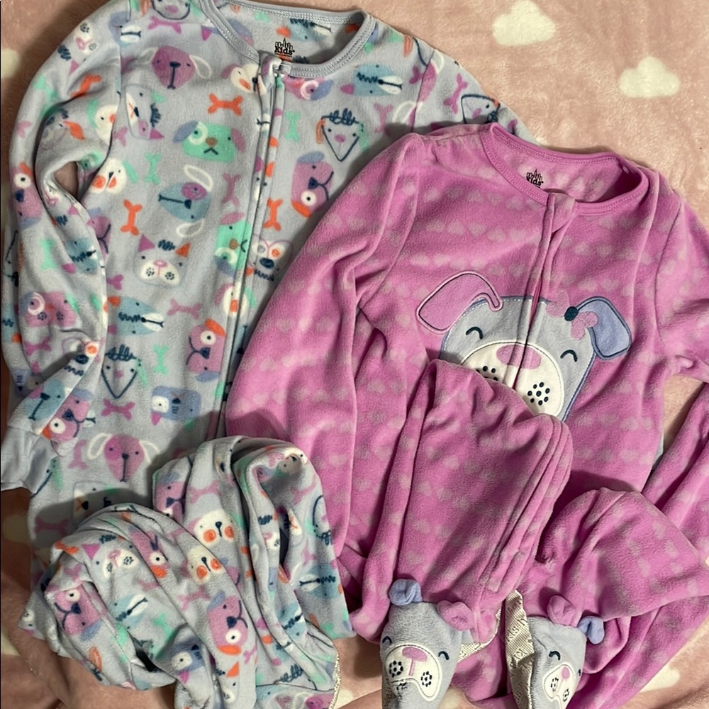Kids Headquarters Purple and Gray Animal Print Footed Pajamas (blanket sleeper)